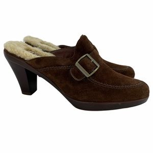 UGG Brown Suede Leather Isabella Mules Clogs